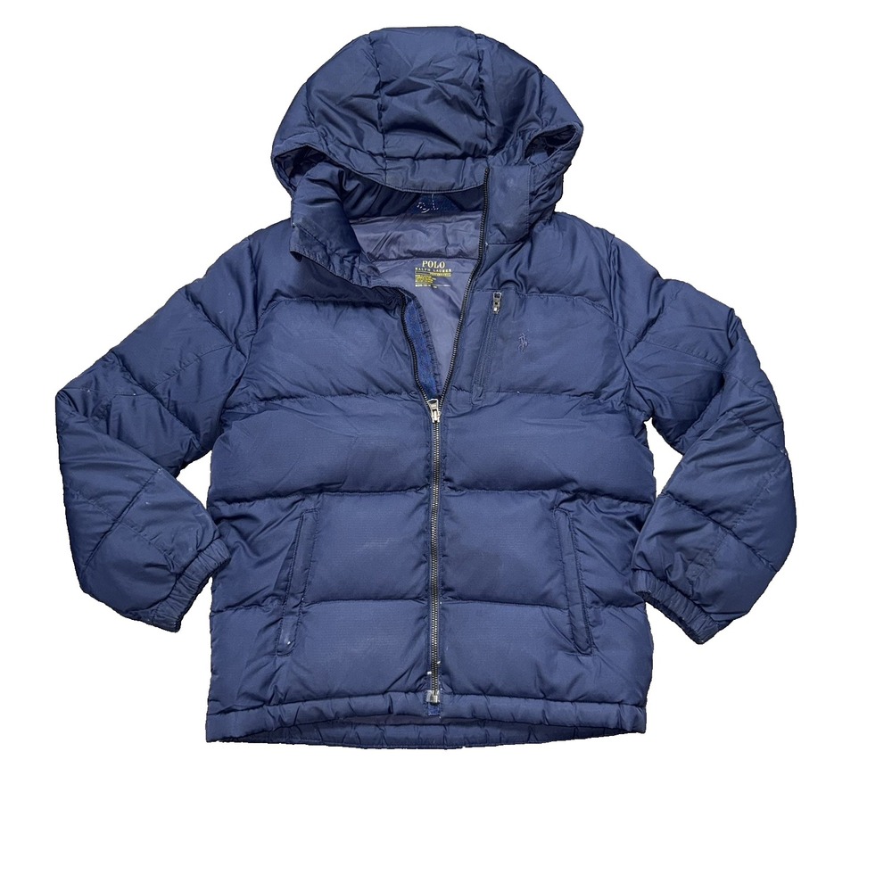 Polo Ralph Lauren Boys Youth Blue Down Puffer Jacket Coat Size Medium (10-12)